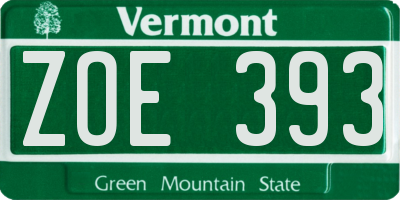 VT license plate ZOE393