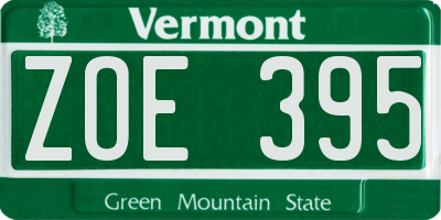 VT license plate ZOE395