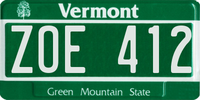 VT license plate ZOE412