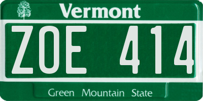 VT license plate ZOE414