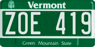 VT license plate ZOE419