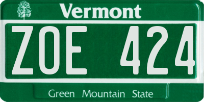 VT license plate ZOE424