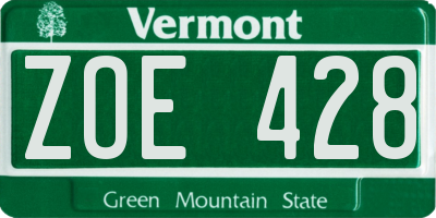 VT license plate ZOE428