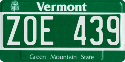 VT license plate ZOE439
