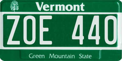 VT license plate ZOE440