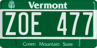 VT license plate ZOE477