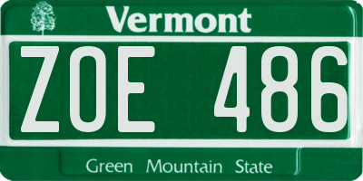VT license plate ZOE486