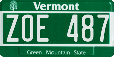 VT license plate ZOE487