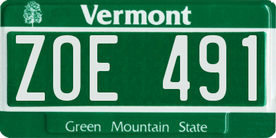 VT license plate ZOE491