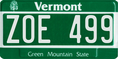 VT license plate ZOE499