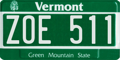 VT license plate ZOE511