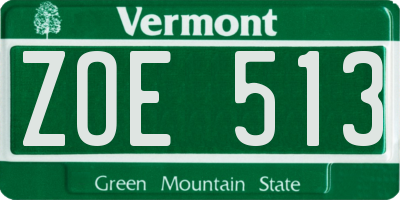 VT license plate ZOE513