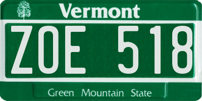 VT license plate ZOE518