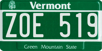 VT license plate ZOE519