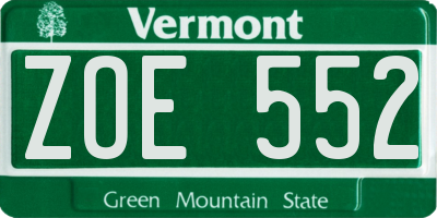 VT license plate ZOE552