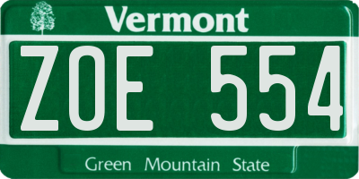 VT license plate ZOE554