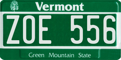 VT license plate ZOE556