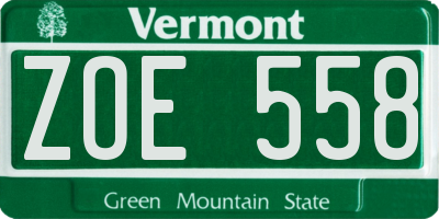 VT license plate ZOE558
