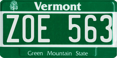 VT license plate ZOE563