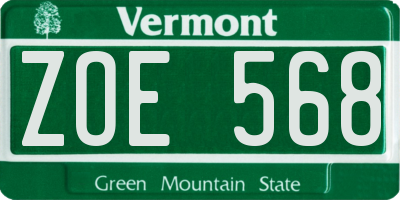 VT license plate ZOE568