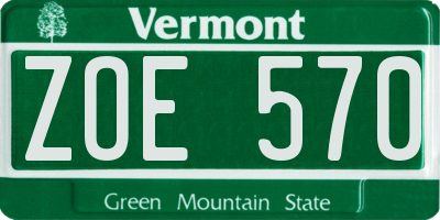 VT license plate ZOE570