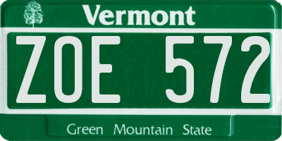 VT license plate ZOE572