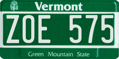 VT license plate ZOE575