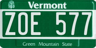 VT license plate ZOE577