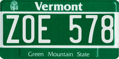 VT license plate ZOE578