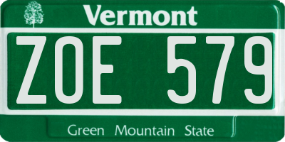 VT license plate ZOE579