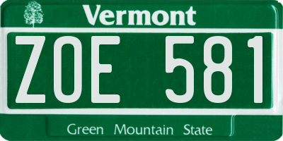 VT license plate ZOE581