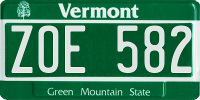 VT license plate ZOE582