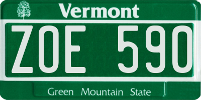 VT license plate ZOE590