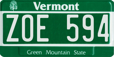 VT license plate ZOE594