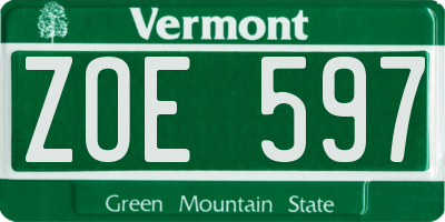 VT license plate ZOE597