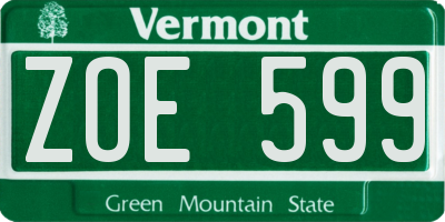 VT license plate ZOE599