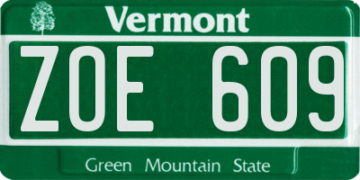 VT license plate ZOE609