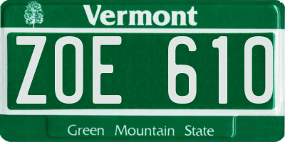 VT license plate ZOE610