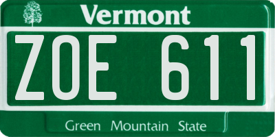 VT license plate ZOE611