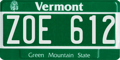 VT license plate ZOE612