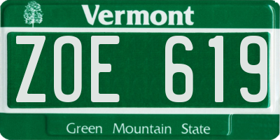 VT license plate ZOE619