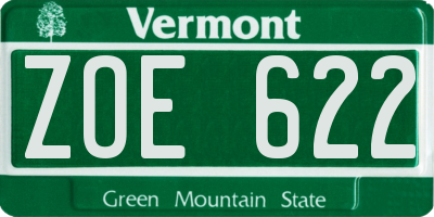 VT license plate ZOE622