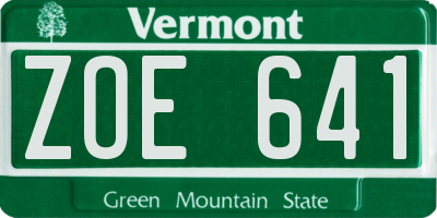 VT license plate ZOE641