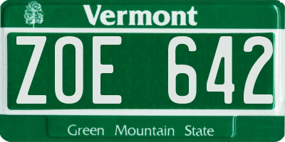 VT license plate ZOE642