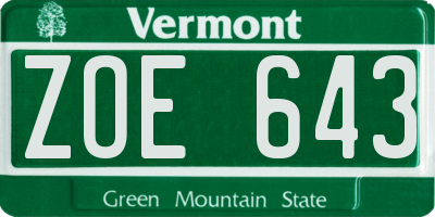 VT license plate ZOE643
