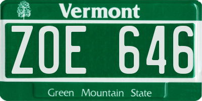 VT license plate ZOE646