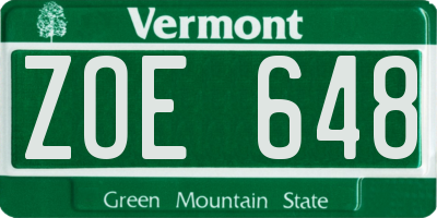 VT license plate ZOE648