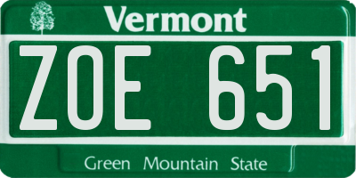 VT license plate ZOE651