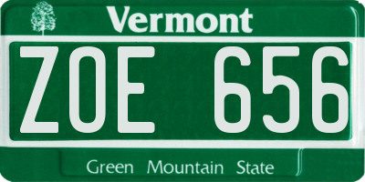 VT license plate ZOE656