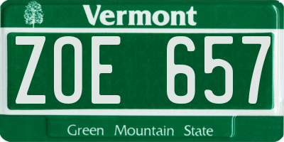 VT license plate ZOE657